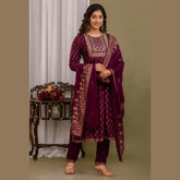 Maroon Nyra Cut Salwar Suit